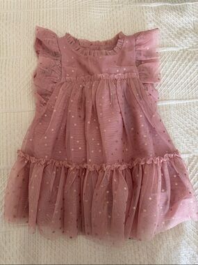GAP Pink Tulle Star-Appliqué Dress (6-12 months)